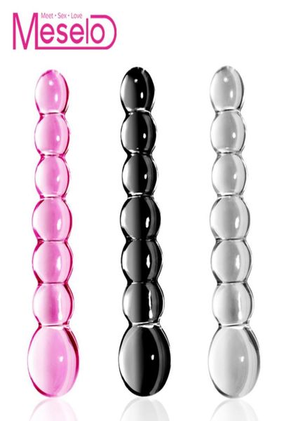 Meselo Glass Beads Anal Plug Plug Gay Sex Toys for Men Woman vagina Dildo Masturbator BDSM Products Anus Butt Plug Bread Big Toy Y9636383