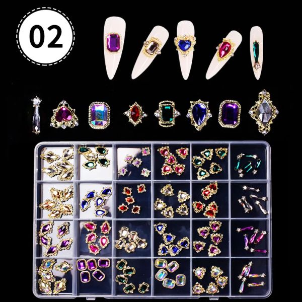 Removentes 120pcs 3d unhas stromestone encantos de zircão brilhante decorações de arte unhas de diamante misturam jóias do coração/água da água/rombus