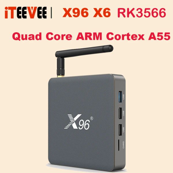 Box 1pc x96 x6 TVBox Android 11 8 GB Ram Rockchip Rk3566 Dual WiFi 2t2r 2.4g 5g Bt 8k 1000m Media Player