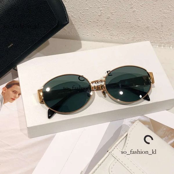 Occhiali da sole in borsa Celiene Designer Fashionsunglasses Women Metal Mirror Gambe Green Lens Green Folm Round Frame sexy Little Women 375 Occhiali da sole Celiene