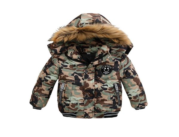 Varejo infantil casacos de inverno designer de luxo camuflagem de luxo jaquetas com capuz acolchoado grosso