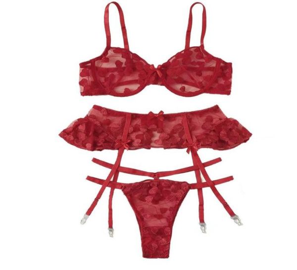 Tentação de moda de renda Sexy Set roupas íntimas Terno de lingerie vermelha feminina43010052500984