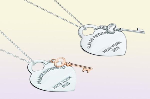 Lidu di alta qualità 100%925 Sterling Silver Heart Lock Necklace Fashion Fashion Exquisite Clavicle Chain Gioielli Deliverità gratuita3455801