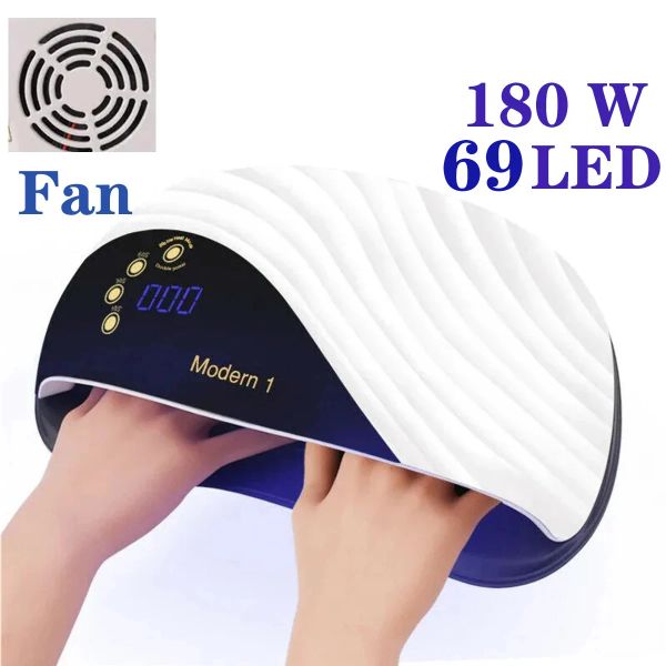 Secadores poderosos 180W 69 LEDS Lâmpada de unha UV LED LEAD LAMP MANICURE MACHINE PROFISSIONAL DE NEIXENTE SCERAÇÃO automática com resfriamento do ventilador