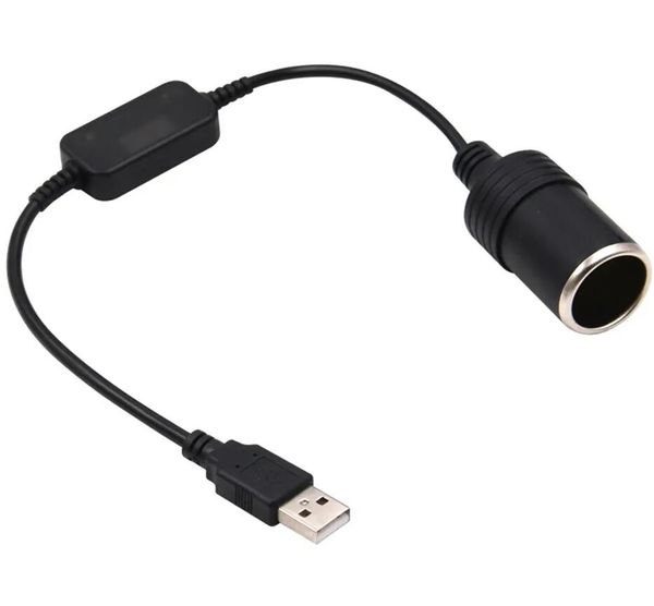 5V USB A 12W USB C Tipo C Masculino a 12V Conversor de adaptador feminino de soquete de cigarro de 12V para acessórios de carro