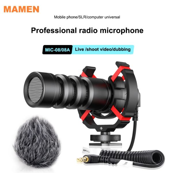 Microfones Professionnel Condenser Microfone VLOG Shotgun Microfone Voice Record Dubbing Live Mic.