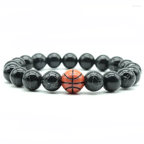 Bracelets de charme Minimalista Gym Bracelet Man Basketball Football Braclet Homme 10mm Brasetes de pedra natural de 10m