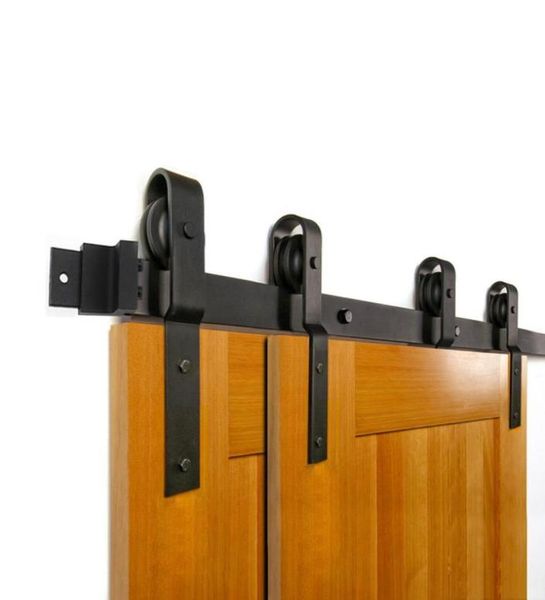 Bypass de faixa única Walk in Line Folding Sliding Barn Wood Door Hardware Kit2763722