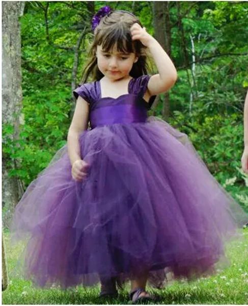 Abiti Elegante abito da ballo su misura su misura Bateau AnkleLength Taffeta e Tulle Flower Girl Dress