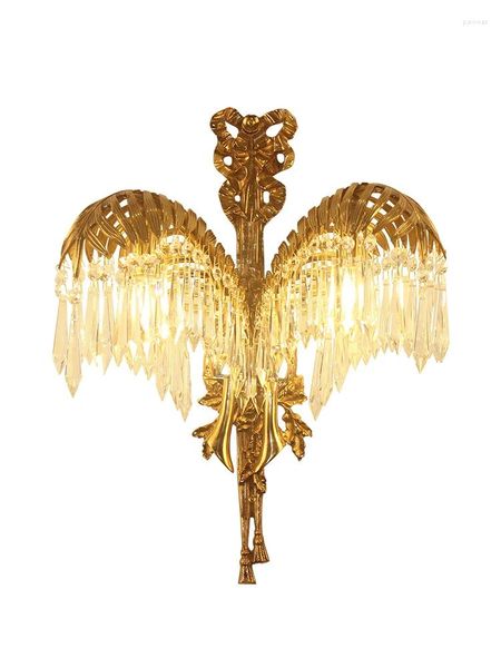 Duvar lambası Avrupa lüks kristal pirinç nordic sconce bronz braketler yatak odası oturma odası braketi