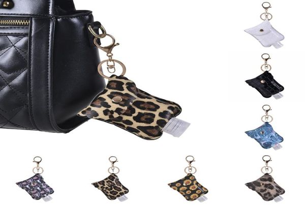 2020 New Neoprene Leopard Printing Keychains Sinitizador de mão Bottle 30ml portátil Mini garrafas Titulares Keyrings Favor Favort Keychai7208243