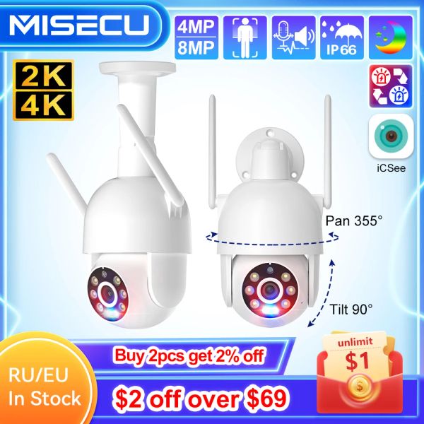 Telecamere MISECU 8MP 4K PTZ Camera IP Camera WiFi esterna HD 4MP 5MP H.265 Sicurezza di sorveglianza wireless CCTV Tracciamento AI P2P ONVIF ICSEE