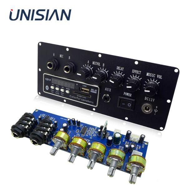 Amplificatore unisian pt2399 karaoke reverb board microfono amp riverberation eco preamplificatore audio con bluetooth usb sd per ktv fai -da -te