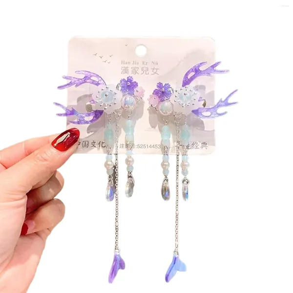 Acessórios para o cabelo Clipes de flores vintage para meninas Grip estável cor de cor versátil de liga de cabeceira chinesa Hanfu Cosplay traje de cosplay