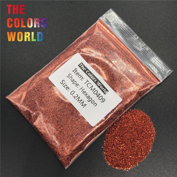 Glitter TCM0409 Kırmızı Bronz Renk Metalik Parlak Hexagon Şekli Nail Glitter Tırnak Sanat Dekorasyon Makyaj Yüz Uçan Kına El İşi DIY