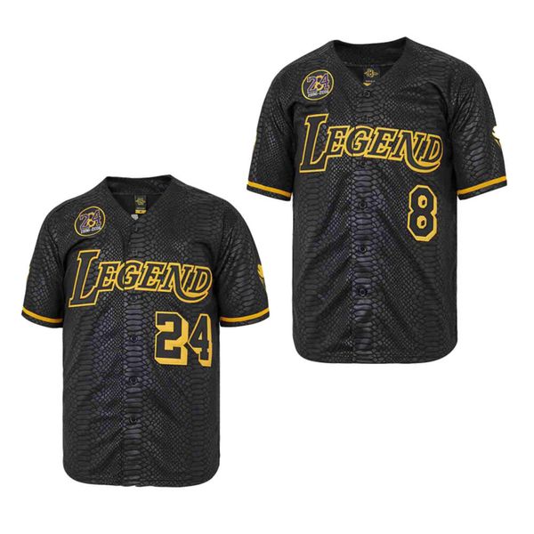 6xds Men's Polos BG Baseball Jersey LA Legend 8 24 Jerseys Costura Bordado de alta qualidade Esportes Esportes ao ar livre Padrão de pele de cobra negra Novos homens