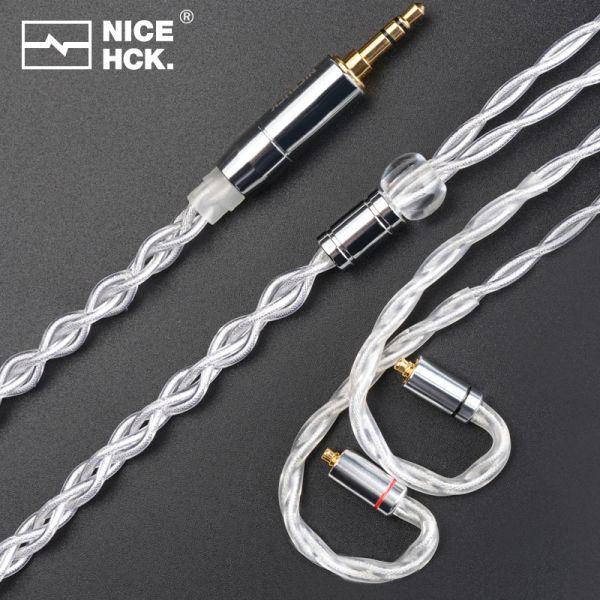 Connettori NICEHCK Silversir Earbud Cavo 6N Filo di sostituzione di lamina d'argento puro 3.5/2,5/4,4 mm mmcx/0,78 mm 2pin per Starfield Yume EA3 Lofty