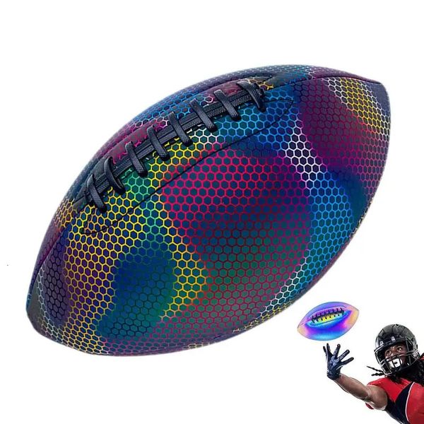 Reflektierender Ball Fluoreszierende leuchtende PU -Lederbälle amerikanische Fußballspielzeuggeschenke 240402