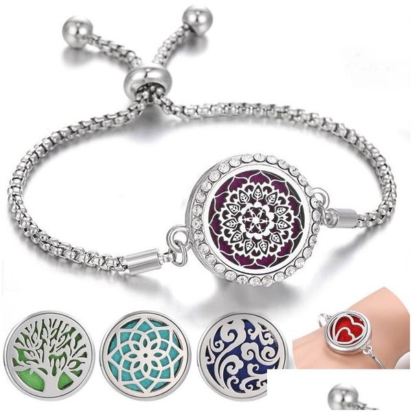 Pulseira de aromaterapia em aço inoxidável em cadeia Bracelete de óleo essencial ajustável para mulheres Pulseira de joalheria de entrega de presentes Dhzew Dhzew