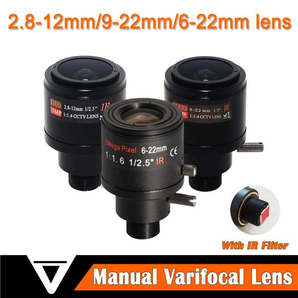 Parti 2,812 mm/922 mm/622 mm lente varifocale con filtro IR M12 Focus manuale di montaggio e zoom per la videocamera CCTV Vista a lungo distanza