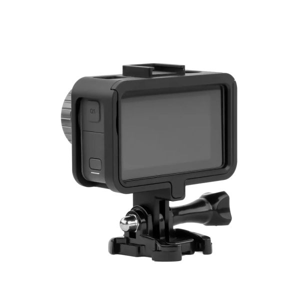 Adaptador de caixa de gaiola de liga de alumínio de alumínio de câmeras para DJI OSMO Câmera de ação da câmera da moldura da moldura com sapato frio para microfone leve LED