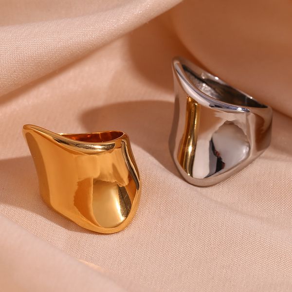 316L Edelstahl europäischer unregelmäßiger glatte Ring für Frauen und Männer Neues Vintage -Stil Girl Ring Jewelry Geschenk