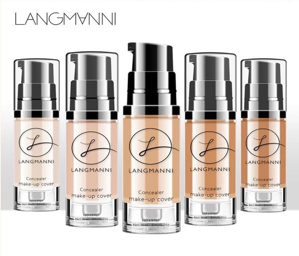 Langmanni 6 Farben Full Cover Flüssigkeit Concealer 6ml Augen Dunkle Kreise Creme Make -up Gesichtskorrektur wasserdichtes Make -up Basis Cosmetic4311814