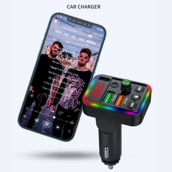 P19 Fast Smart Phone QC3.0 QC 2.0 Quick Dual 2 Port USB Type C Type-C PD 15W CAR Зарядное устройство FM Передатчик