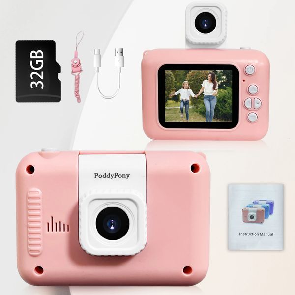 Kids Camera Toys Flip Selfie Camera Mini 1080p Childrens Digital Video Recorder Kamera für Kinder Kleinkind Bildungsgeschenke 240327