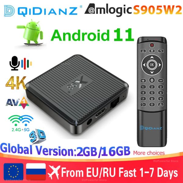 Kutu En Yeni X98Q Akıllı TV Kutusu Amlogic S905W2 H.265 AV1 Çift WiFi HDR 10+ 4K Android 11.0 Set Üst Kutu 2GB 16GB Medya Oyuncu Alıcı