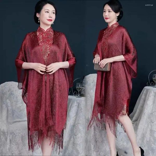 Eşarplar Gece Elbise Püskül Şal Konforlu Poncho İpek Polyester Güneş Kremi Giyim İçi Boş Güneş Koruma Eşarp Kadınlar