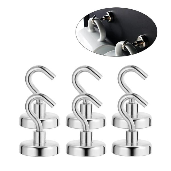 6pcs Strong Magnetic Hooks Heavy Duty Wall Hooks Kleiderbügel Key Copping Tasse Hanging Kleiderbügel für Home Kitchen Storage Organization