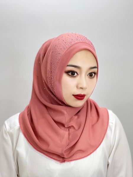 Ethnische Kleidung islamisch Solid Color Band Drill Turban Abaya Abayas Frauen Schal Muslim Tasche Sofortschal