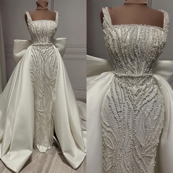 Vestidos de noiva sem mangas de casamento de mulheres elegantes, vestidos de noiva sem mangas, vestido de trem destacável, feito vestidos de novo 0505