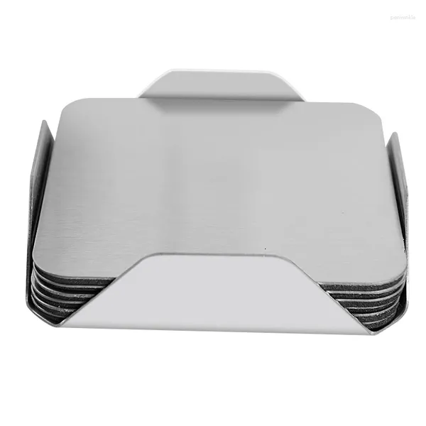 Masa paspasları 6pcs/set paslanmaz çelik kare metal placemat mat kayma önleyici kahve kupa bardağı yalıtım yaratıcı