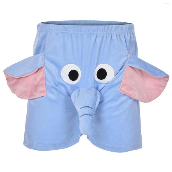 Shorts maschile maschile elefante boxer divertente novità elastica biancheria umoristica per pantaloni corti Blue Pink Piajama