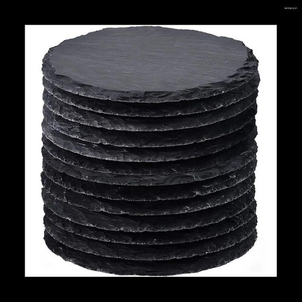 Vassoi di tè bevanda nera blackstone set di massa rotonda da 4 pollici con fondo per graffi per le famiglie da cucina bar