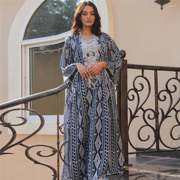 Этническая одежда Марокканская блестки Kaftan Abaya 2024 Eid Mubarak Ramadan Мусульманское платье Женское вышивание макси Вечернее платье Джалабия халат