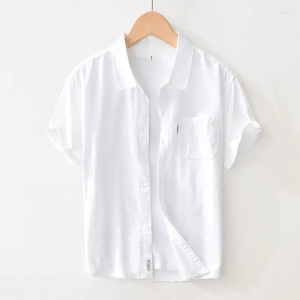 Erkekler Sıradan Gömlek Beyaz Klasik Düz Temel Gömlek Erkekler için 2024 Yaz Moda Pamuk Kısa Kollu Bluzlar Gençlik Erkek Yakışıklı Tops