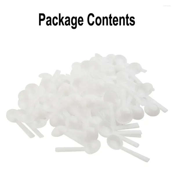 Posate usa e getta 100pcs 1g di grado bianco PP PP Scoro di misurazione in plastica Scoop per piccolo spoon fai da te fai da te