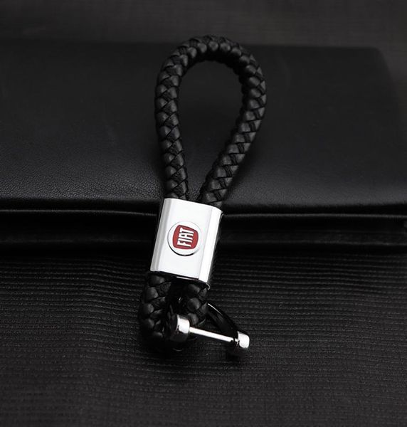 Плетеная кожаная автомобиль Badge Key Кольцо веревка для бревна для клавишных ключей Auto Key Chain для Ford Benz Audi Bmw Fiat Peugeot Mini1018529
