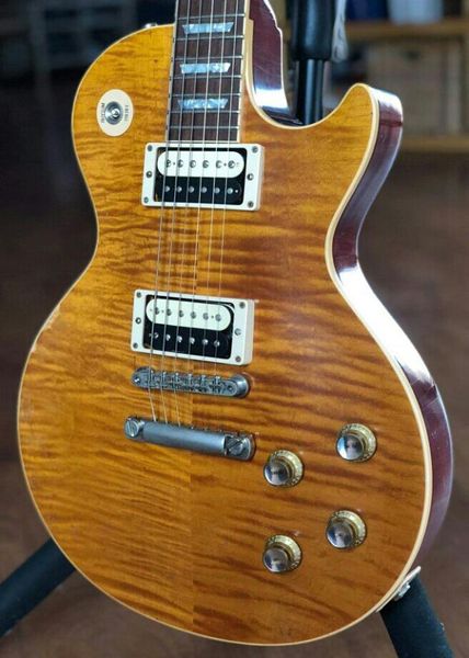 Slash 5 Afd Murphy Yaşlı Yıkım İmzalı İştah Alev Maple Top Heavy Relic Kahverengi Elektro Gitar Tek Parça Mahogany Vücut4366869