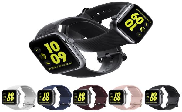 Bracciale con fibbia ad anello in silicone per Apple Watch 5 4 44mm 40mm iwatch 3 2 1 42mm 38 mm a banda Sport Sport Inconte