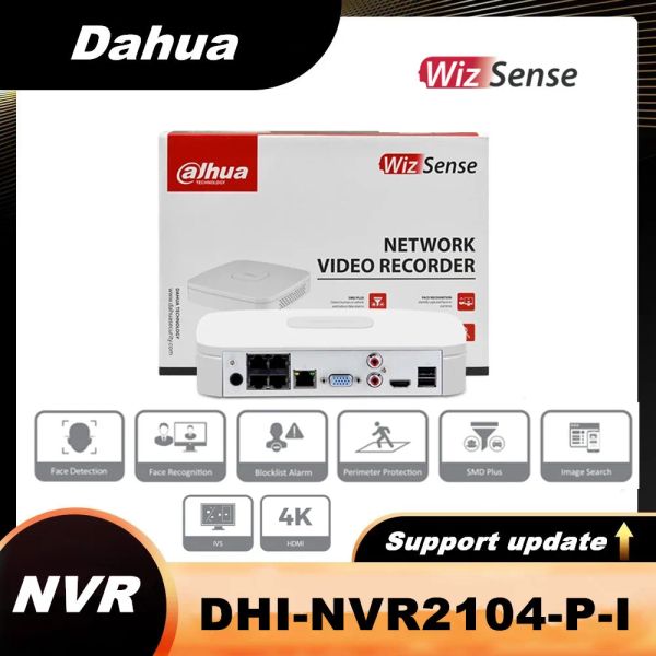 Регистратор Dahua 4 ch inteligentny 1u 4poe wizsense sieci nvr nvr2104pi тревоги H265 мини -система видеонаблюдения широкооррежаторная система nadzoru dla kamery ip