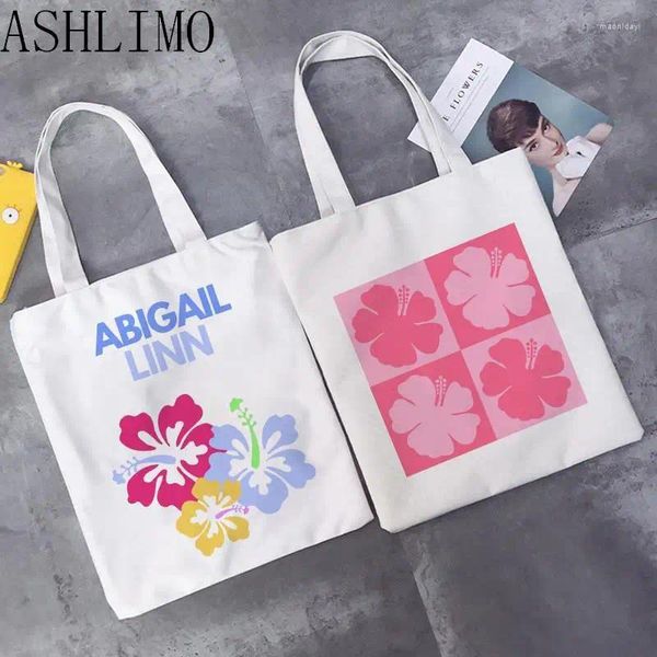 Bolsas de compras Mulheres Bolsa de ombro de lona Vibras apenas Senhoras Bolsa Casual Tote reutilizável Capacidade de grande capacidade algodão