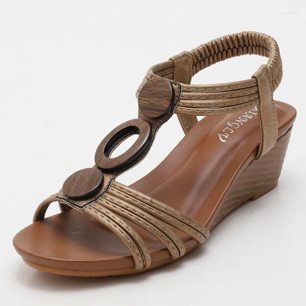 Sandali a cuneo donna dosa pompa di suola spessa scarpe da donna estate retrò sandalias romana per mamma morbida più calzature femminili