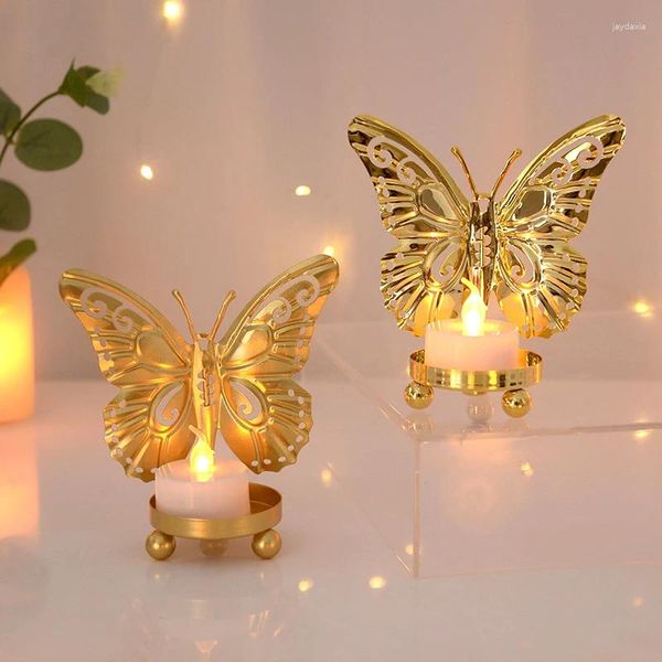 Party -Dekoration Gold Black Butterfly Iron Candlestick für Hochzeit Geburtstagsthema Tisch Mittelstücke Kerzenhalter Haushaltsvorräte