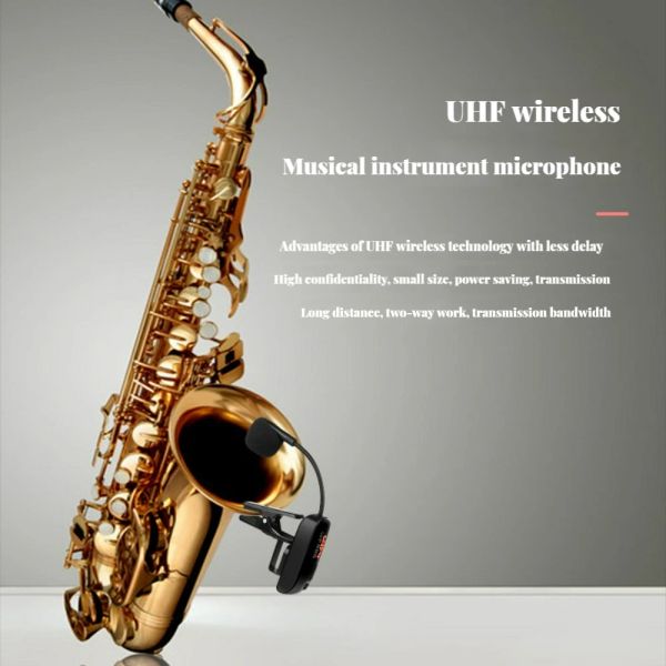 Microfoni UHF Clip del sistema di microfono sassofono wireless sul trasmettitore del ricevitore wireless per strumenti musicali per tromba di sassofono