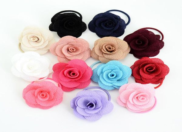 Mehrschicht 3D Charming Rose Hair Circle Girls Hairbandbänder Kopf Blume Gummi Blumenhaarseile für Kinder Kopfschmuck 13 Color3871271