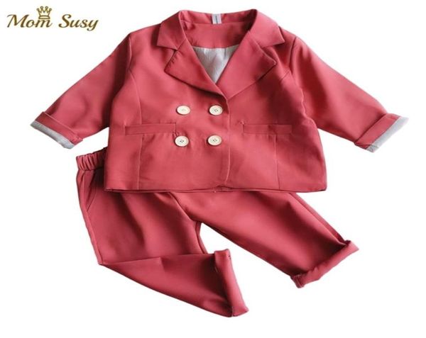 Moda kız çocuk resmi kıyafetler set takım elbise 2pcs toddler bebek yüksek kaliteli blazer ceket kalın Kore 2108042698265